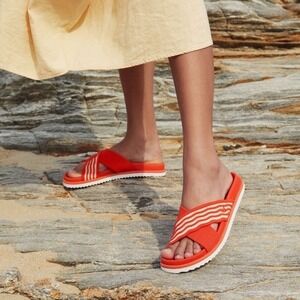 Vivaia Women's Orange Knit Criss Cross Slip On Sandals Slides EU/38 US/7,7.5